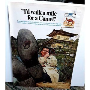 1969 Camel Cigarettes Walk A Mile Hole In Shoe Vintage Print Ad Original